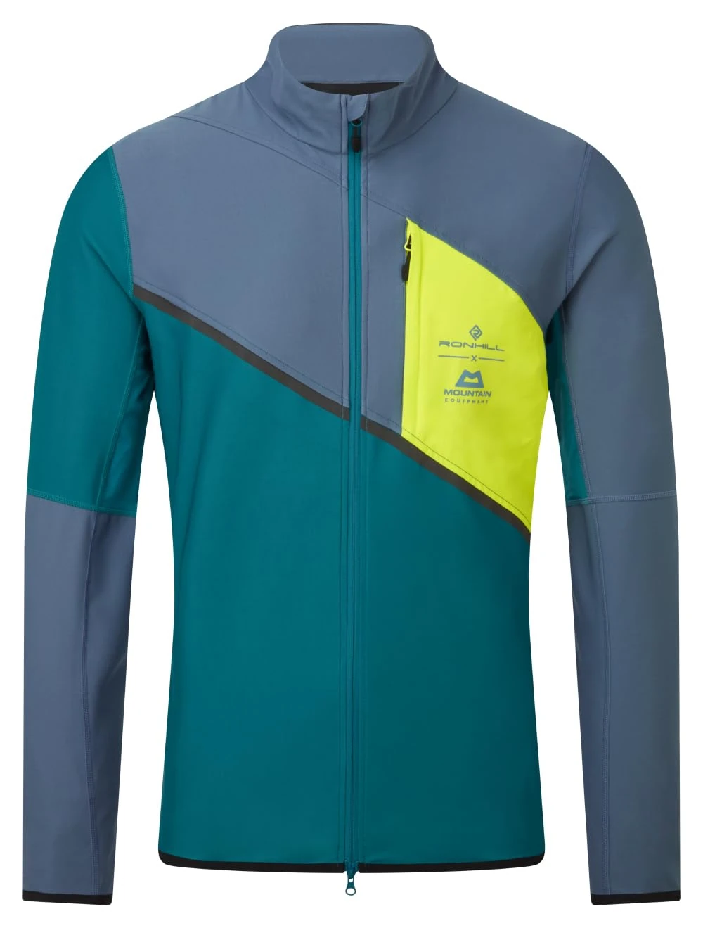 RONHILL Running, Men's Tech Gore-Tex Windstopper Jacket, Deep Teal/Lake/Acid, L