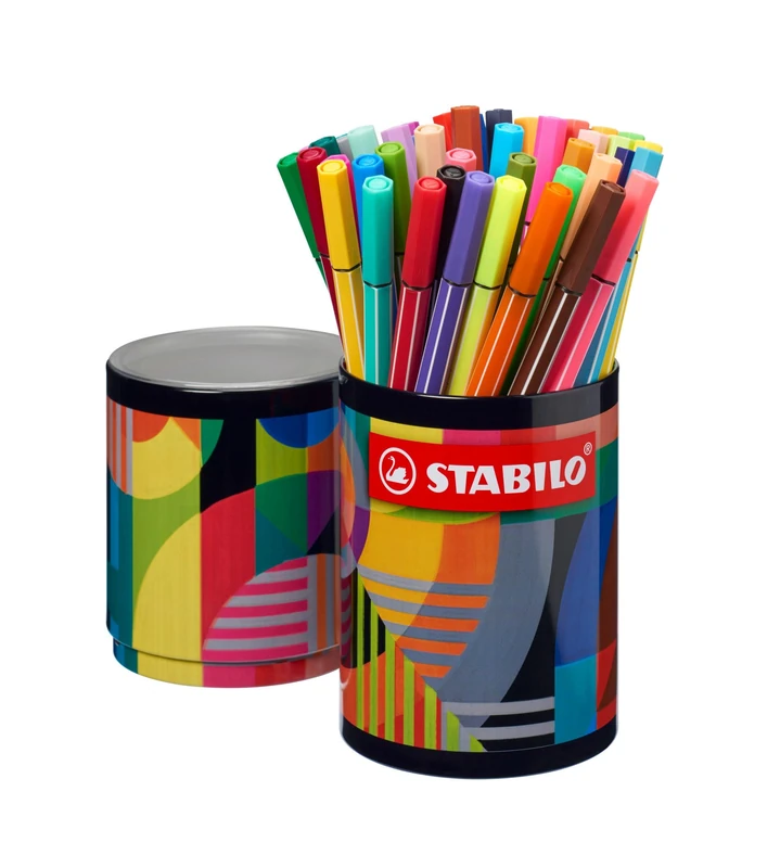 STABILO Pen 68 - Premium Fibre-Tip Pen - ARTY - Tin of 45 - Assorted Colours