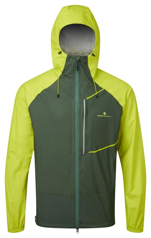 RONHILL Running, Men's Tech Fortify Jacket, Dark Sage/Acid, L