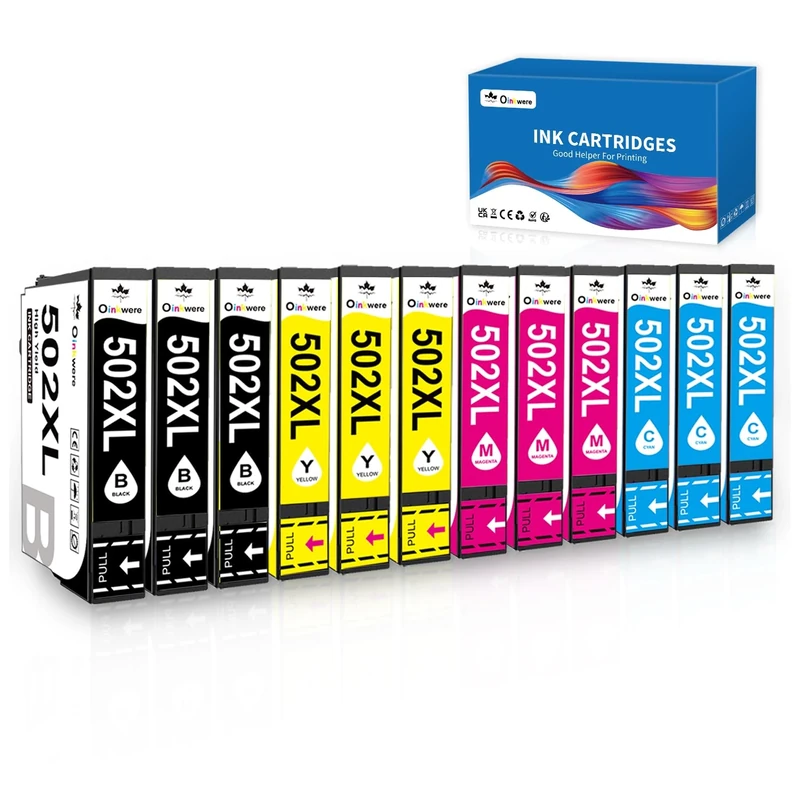 OINKWERE 12-Pack 502XL Ink Cartridges Multipack Replacement for Epson 502 Ink Cartridges 502 XL for Expression Home XP-5150 XP-5100 XP-5155 XP-5105 Workforce WF-2860 WF-2865 WF-2880 WF-2885
