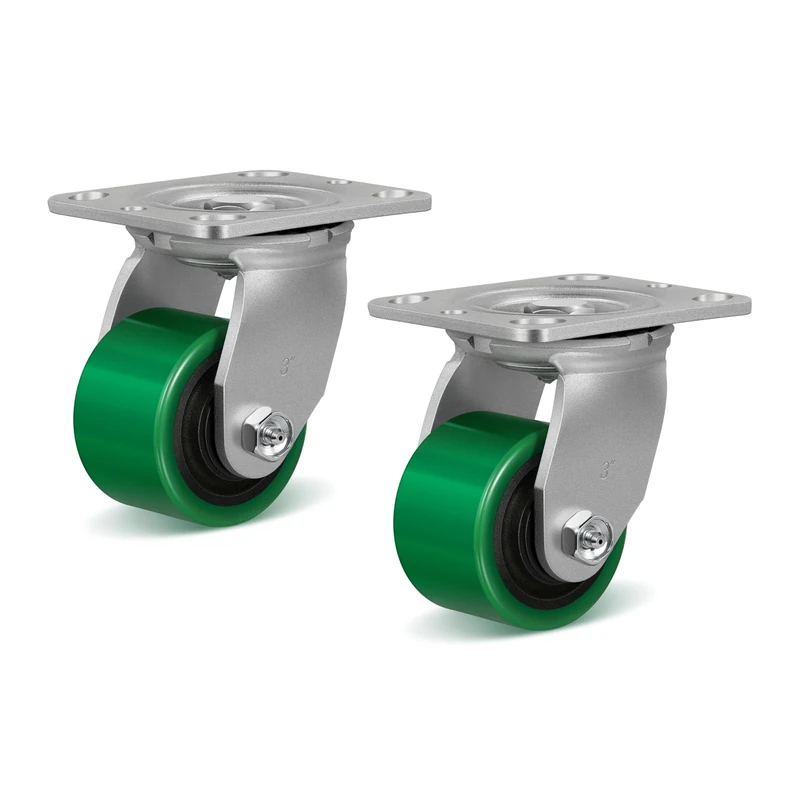 HANDSAMMU 3 Inch Caster Wheels, Heavy Duty Caster with Strong Load-Bearing, Polyurethane Wheel on Steel Hub, Supports 750 lbs Each(2 Pack Swivel)