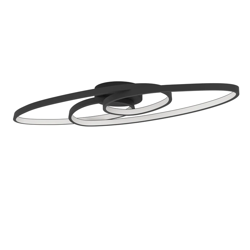 Eglo LED Ceiling Light Fitting Gianella, Ceiling lamp Step dimmable, Living Room Lighting Made of Metal in Black and Plastic in White, Warm White, 88 cm