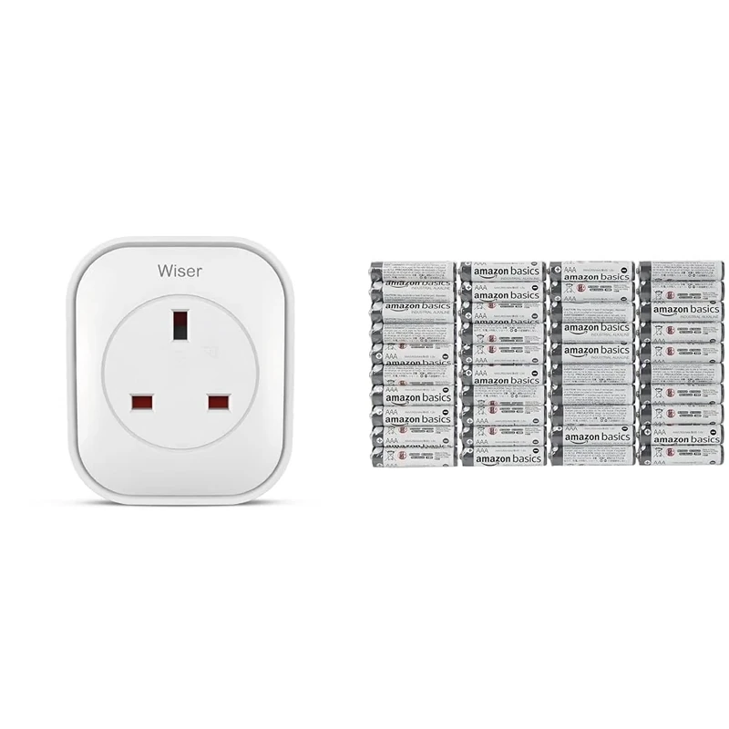 Drayton Wiser Smart Plug & Smart Heating System Range Extender - Works with Amazon Alexa & Amazon Basics AAA Alkaline Batteries, Industrial Triple A, 5-Year Shelf Life, 40 Count (Pack of 1)