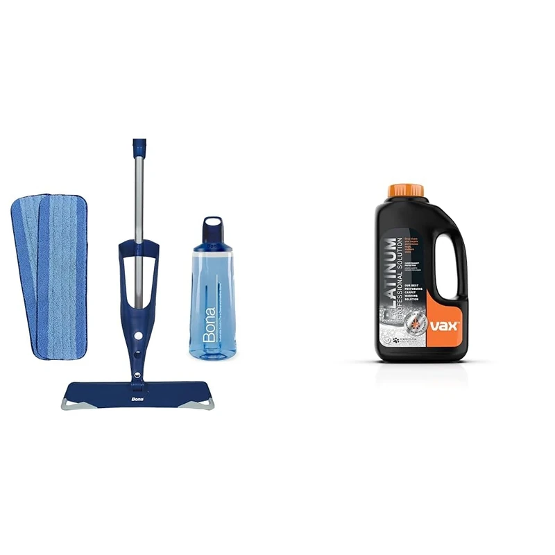 Bona Premium Spray Mops for Floors, Wood, Bona Floor Mops for Cleaning Floors & Vax Platinum Professional 1.5 Litre Carpet Cleaner Solution | Deep Cleans and Removes Tough Stains