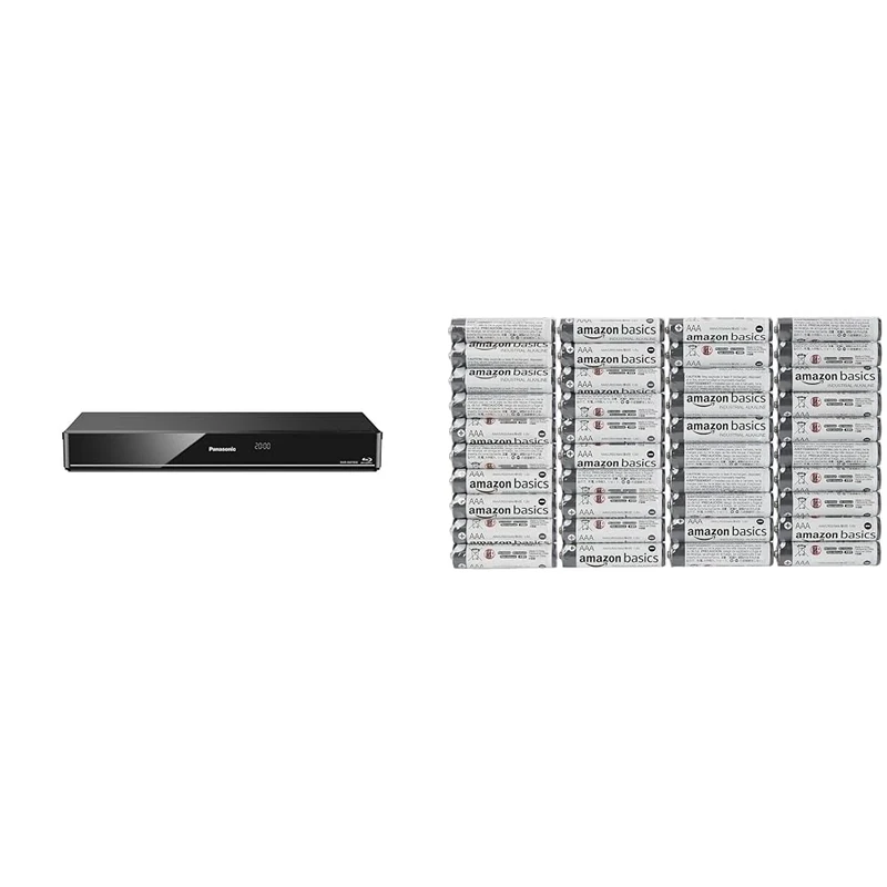 Panasonic DMR-BWT850EB Smart Network 3D Blu-ray DiscTM Recorder with Twin HD - Black & Amazon Basics AAA Alkaline Batteries, Industrial Triple A, 5-Year Shelf Life, 40 Count (Pack of 1)