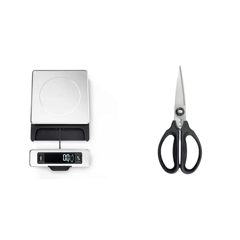 OXO Good Grips 5kg Stainless Steel Food Scale & Good Grips Kitchen & Herb Stainless Steel Scissors