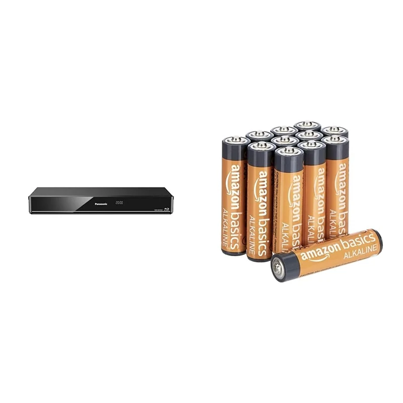 Panasonic DMR-BWT850EB Smart Network 3D Blu-ray DiscTM Recorder with Twin HD - Black & Amazon Basics AAA Alkaline Batteries, High-Performance (Triple A), 10-Year Shelf Life, 12-Pack