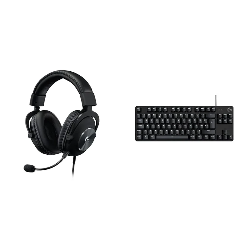 Logitech G PRO X Gaming-Headset, Over-Ear Headphones with Blue VO!CE Mic, DTS Headphone:X 7.1 & 13 TKL SE Mechanical Gaming Keyboard - Compact Backlit Keyboard