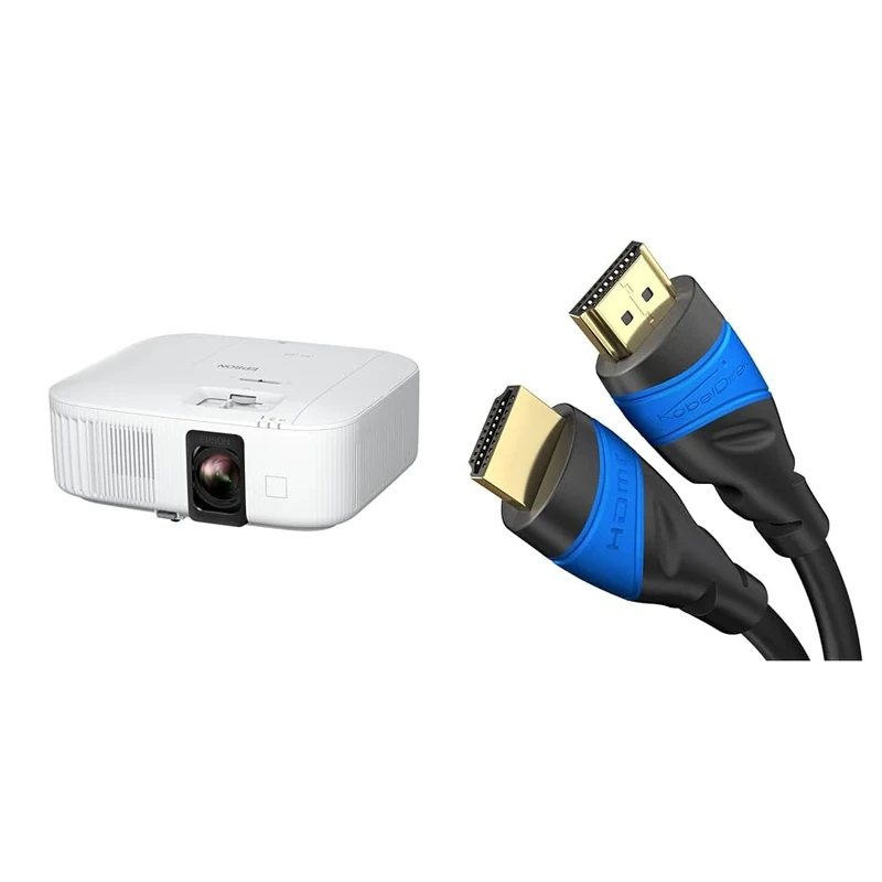 Epson EH-TW6150 4K PRO-UHD 2,800 lumen Projector & HDMI Cable 4K – 5m – with A.I.S Shielding – Designed in Germany (supports all HDMI devices like PS5)
