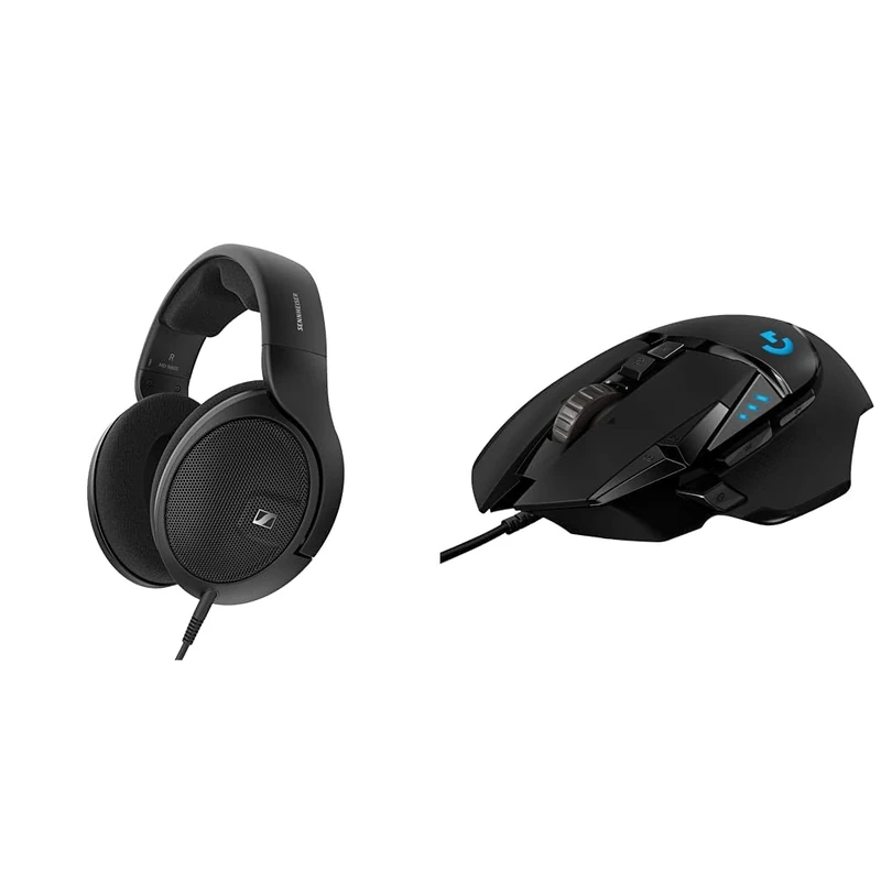 Sennheiser HD 560S, Open back reference-grade headphones for audio enthusiasts, Over Ear, Black & Logitech G G502 HERO High Performance Wired Gaming Mouse, HERO 25K Sensor, 25,600 DPI, RGB