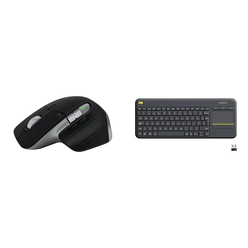 Logitech MX Master 3S for Mac - Wireless Bluetooth Mouse with Ultra-fast Scrolling, Ergo, 8K DPI & K400 Plus Wireless Touch TV Keyboard With Easy Media Control and Built-in Touchpad