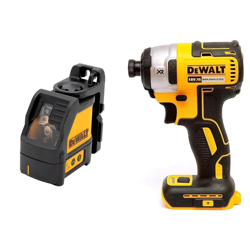 DEWALT 2-Way Self Levelling Ultra Bright Cross Line Red Laser DW088K & DCF887N XR 18V 3 Speed BL Impact Driver Naked-Body ONLY, 18 W, 18 V, Multi, Bare Unit