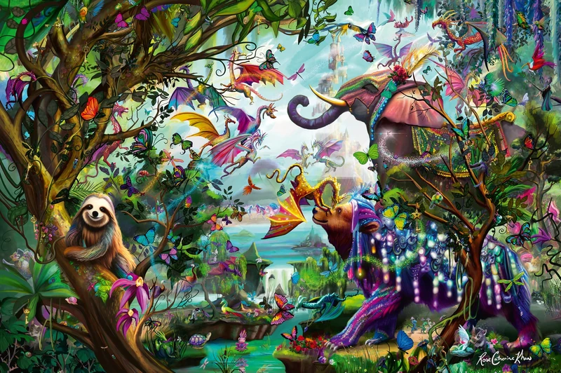 Ravensburger 12000812 - Tropical Dragons - 4000 pieces jigsaw puzzle – Puzzle for adults and kids age 14 years up, fantasy jigsaw