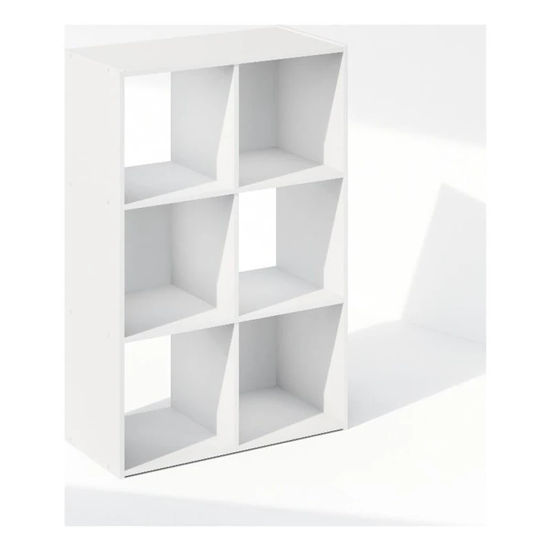 Furinno PELLI Book Shelf, 6-Cube Bookshelf, Cube Storage Organizer Bookcase, 11.7 x 23.7 x 35.4, for Living Room, Bedroom, Home Office, White