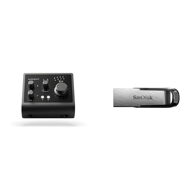 Audient Audio Interface iD4 MKII, Class A Console Microphone Preamp & SanDisk 128GB Ultra Flair USB 3.0 Flash Drive