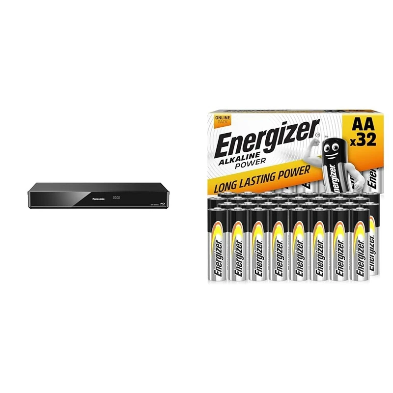 Panasonic DMR-BWT850EB Smart Network 3D Blu-ray DiscTM Recorder with Twin HD - Black & Energizer AA Batteries, Alkaline Power, 32 Pack, Double A Battery Pack - Amazon Exclusive