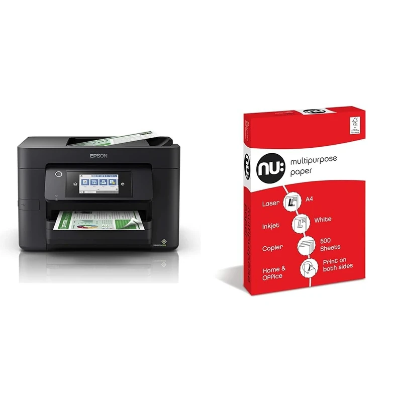 Epson WorkForce Pro WF-4820DWF A4 Multifunction Wireless Inkjet printer & NU: Multi-Purpose Printer Paper, White, 500 Sheets
