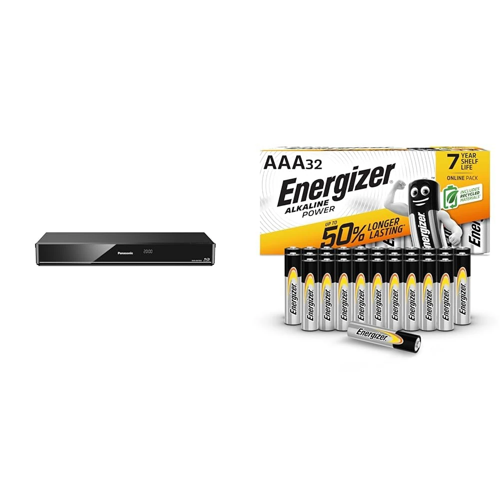 Panasonic DMR-BWT850EB Smart Network 3D Blu-ray DiscTM Recorder with Twin HD - Black & Energizer AAA Batteries, Alkaline Power, Triple A Battery Pack, 32 Pack (Packaging May Vary)