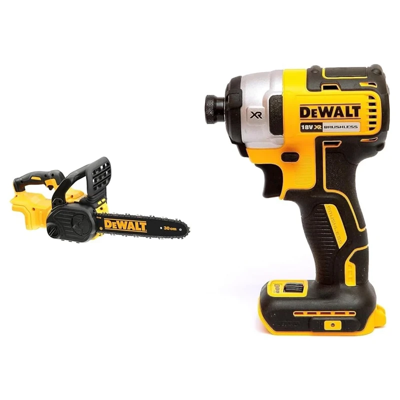 DEWALT DCM565N-XJ 18V XR Brushless 30cm Chainsaw & DCF887N XR 18V 3 Speed BL Impact Driver Naked-Body ONLY, 18 W, 18 V, Multi, Bare Unit