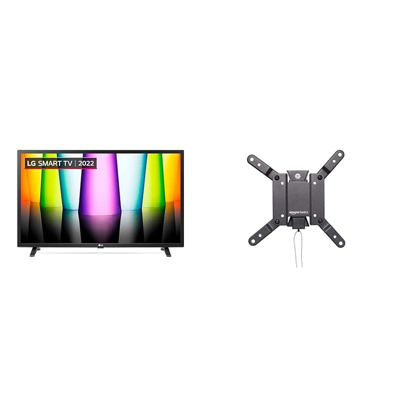 LG LED LQ63 32 HD 720p Smart TV & Amazon Basics Tilt TV Wall Mount For 12-40 inches TVs and VESA 200 x 200, Black