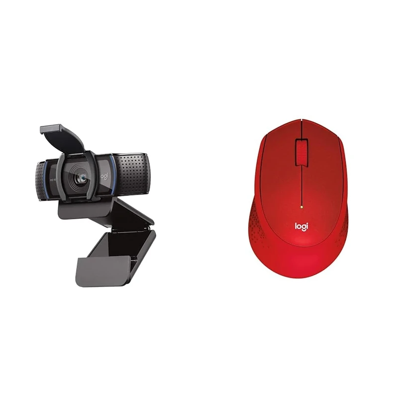Logitech C920S HD Pro Webcam, Full HD 1080p/30fps Video Calling, Clear Stereo Audio & M330 SILENT PLUS Wireless Mouse, 2.4GHz with USB Nano Receiver, 1000 DPI Optical Tracking
