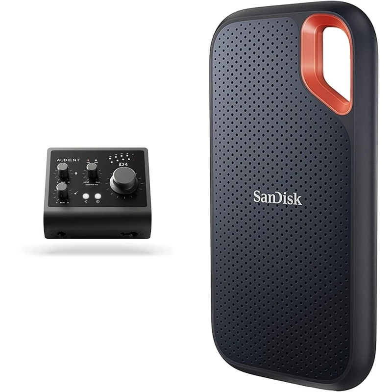 Audient Audio Interface iD4 MKII, Class A Console Microphone Preamp & SanDisk 1TB Extreme Portable SSD, USB-C USB 3.2 Gen 2, External NVMe Solid State Drive up to 1050 MB/s