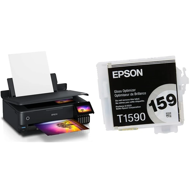 Epson EcoTank ET-8550 A3+ Wi-Fi Ink Tank Photo Printer & T1590 Gloss Optimiser, Ink Optimiser Cartridge, Multi-coloured, Genuine