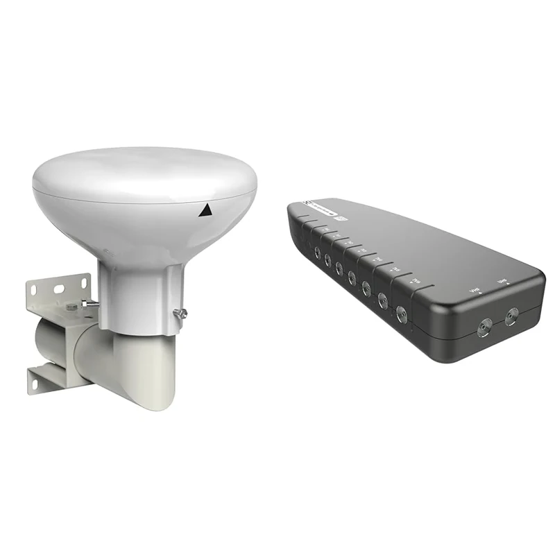 SLx 27895K4 Outdoor Aerial, Digidome For TV Digital Freeview HD 360° Omni Directional Amplified Antenna & TV Signal Booster Aerial Amplifier, 6 Way Signal Distribution Amplifier with Coax Connections