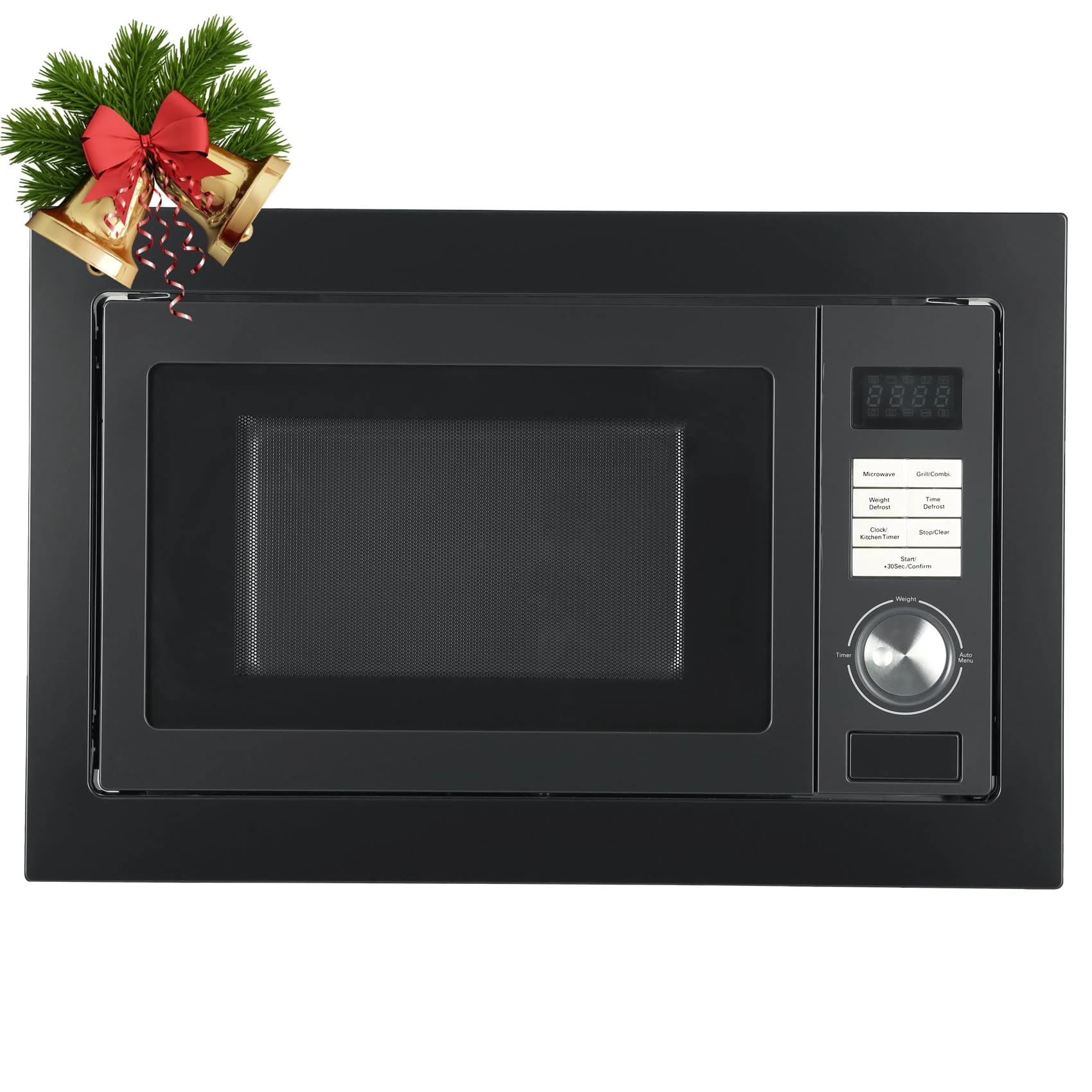 Techomey Integrated Microwave 25L, 900W, Built In Microwave with Auto Defrost, Child Lock and 8 Auto Menus, Black, Stainless Steel