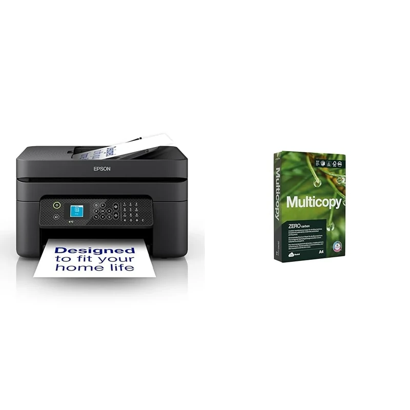 Epson WorkForce WF-2930DWF A4 Multifunction Wireless Inkjet printer & Multicopy Zero A4 80gsm Printer Paper - 1 Ream (500 sheets)