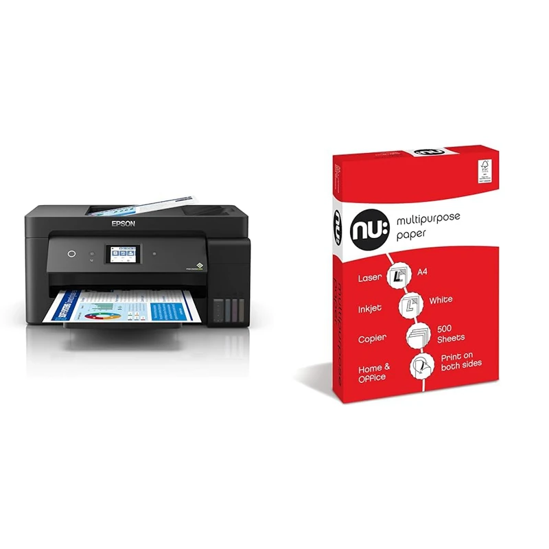 Epson EcoTank ET-15000 A3 Print/Scan/Copy Wi-Fi Ink Tank Printer, With Up To 2 Years Worth Of Ink & NU: Multi-Purpose Printer Paper, White, 500 Sheets