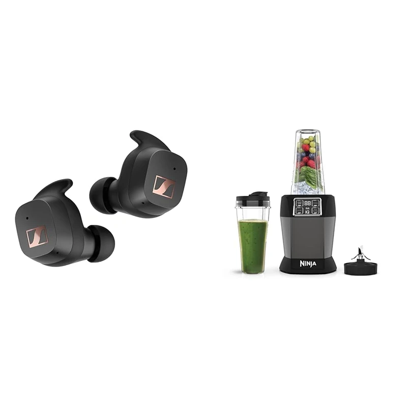 Sennheiser SPORT True Wireless Earbuds - Bluetooth In-Ear Headphones for Active Lifestyles & Ninja Blender with 2 Automatic Programs: Blend & Max Blend, Pulse Setting, 2x 700ml Cups - Image 1