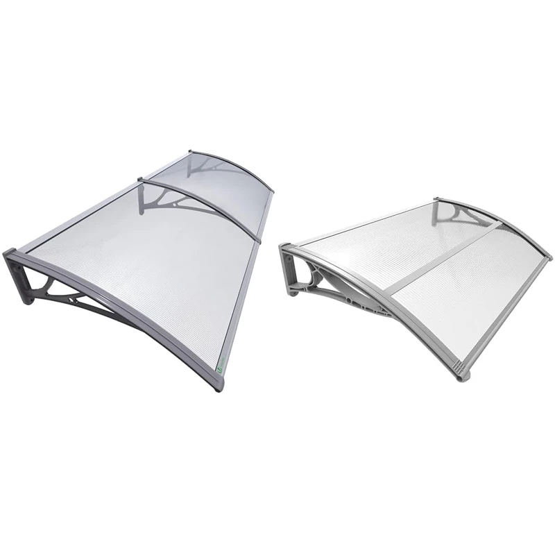 VOUNOT Front Door Canopy Outdoor Awning, Rain Shelter for Back Door, Porch, Window, 200 x 80 cm, Grey & Front Door Canopy Outdoor Awning, Rain Shelter for Back Door, Porch, Patio, Window, 120 x 80 cm