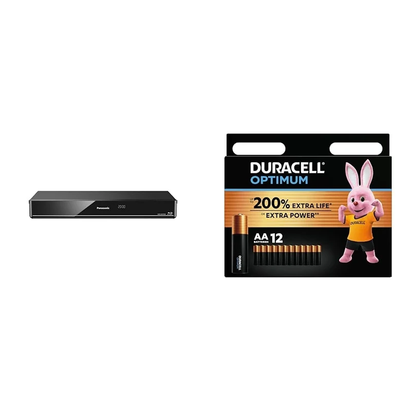 Panasonic DMR-BWT850EB Smart Network 3D Blu-ray DiscTM Recorder with Twin HD - Black & Duracell Optimum AA Batteries (12 Pack) - Alkaline Batteries 1.5V - Up To 200% Extra Life
