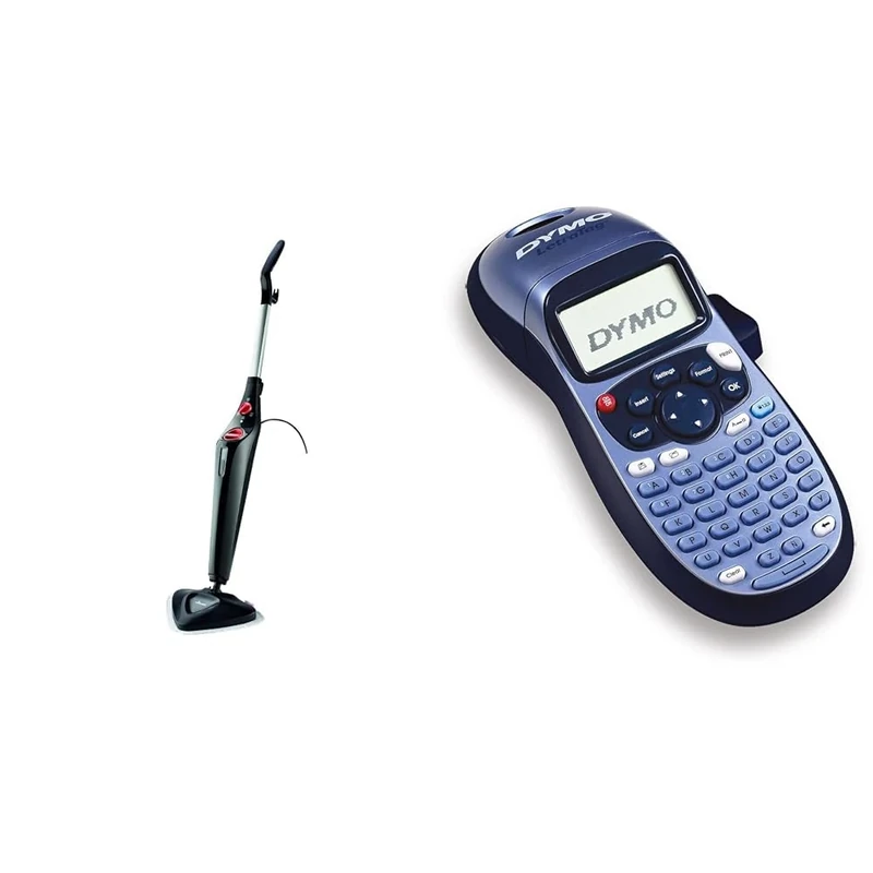 Vileda Steam Mop Plus, UK Version, Black, Efficient and Hygienic Cleaning for Floors & Dymo LetraTag LT-100H Handheld Label Maker | ABC Keyboard Label Printer with Easy-to-Use