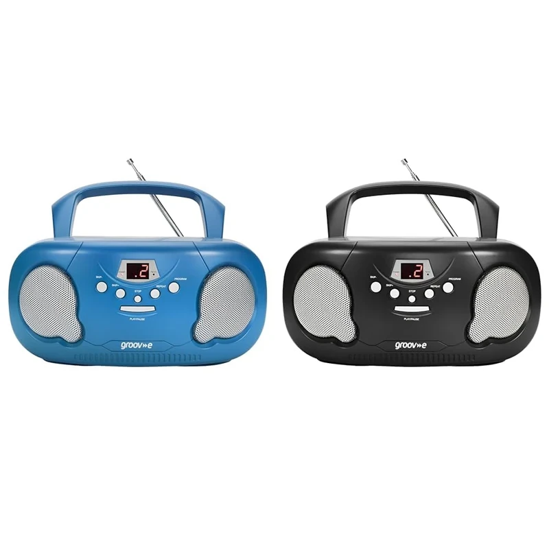 groov-e Orginal Boombox - Portable CD Player with Radio, 3.5mm Aux Port, & Headphone Socket & Orginal Boombox - Portable CD Player with Radio, 3.5mm Aux Port, & Headphone Socket