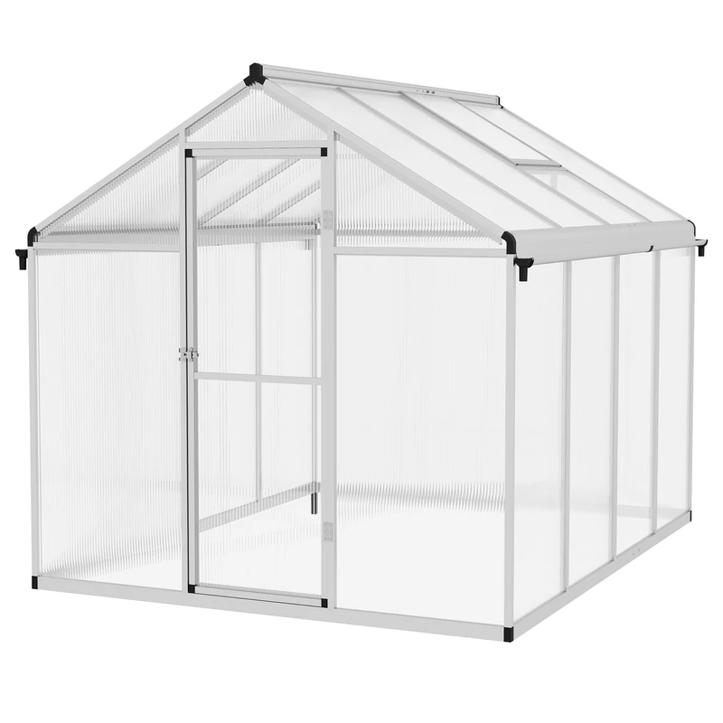 Outsunny 8x6ft Aluminium Greenhouse with Galvanised Base
