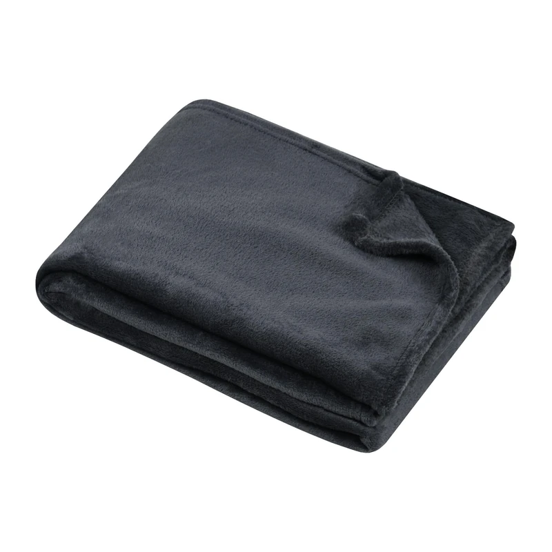 STOF - Plaid - Size 180 x 220 cm - 100% Polyester - Anthracite - Stanford Model - Blanket - Soft Warm Comfortable Fleece, Plain