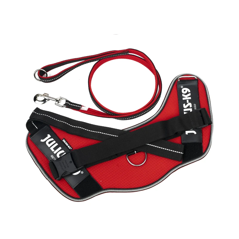 IDC Powair Bundle - IDC Powair Harness, Size: 2XL/3, Red + IDC Powair Leash, Size: 1,2 m with Handle and Large Carabiner, Red