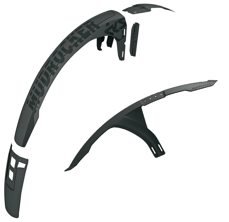 SKS GERMANY MUDROCKER Set Mudguard Set for Mountain Bikes (Bicycle Accessories Made of Impact-Resistant High-Performance Plastic, Innovative Attachment, Effective Splash Guard), Black - Image 1