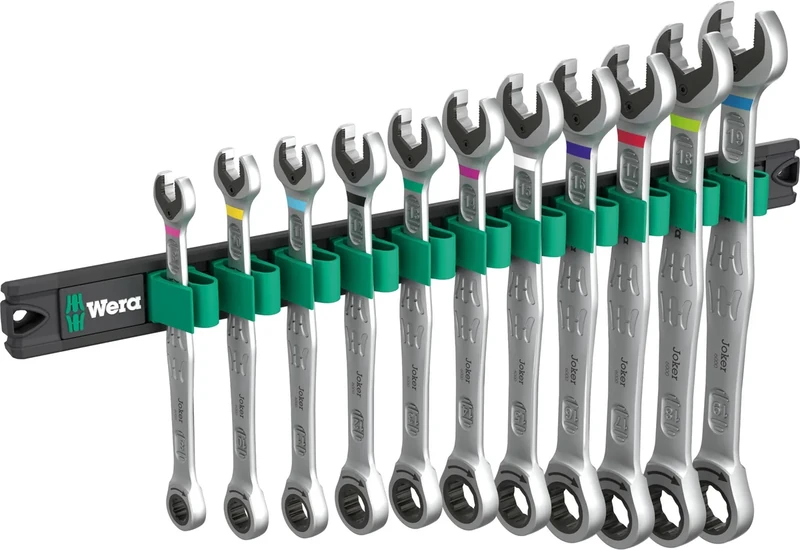Wera 9630 Magnetic Rail 6000 Joker 1, Ring Ratchet Spanner Set - 05020014001