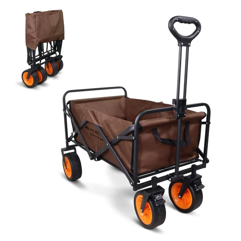 Mobiclinic®, Foldable Transport Trolley, for Beach, Garden, Shopping, Outdoor, Picnic, Duna Basic, Adjustable Handle, All Terrain Wheels 360°, Holds 80kg, Waterproof, Steel, PVC