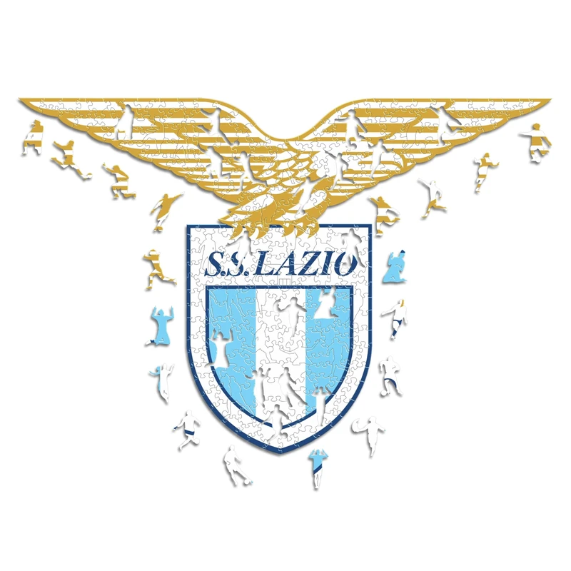 Iconic Puzzles, Lazio Logo Official Product Wooden Puzzle for Adults and Children, 100% Sustainable Wood, Size M 250 Pieces