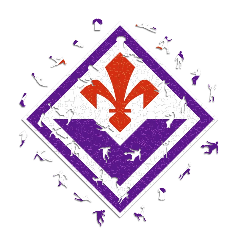 Iconic Puzzles, Fiorentina Logo, Official Product, Wooden Puzzle for Adults and Children, 100% Sustainable Wood, Size L 500 Pieces