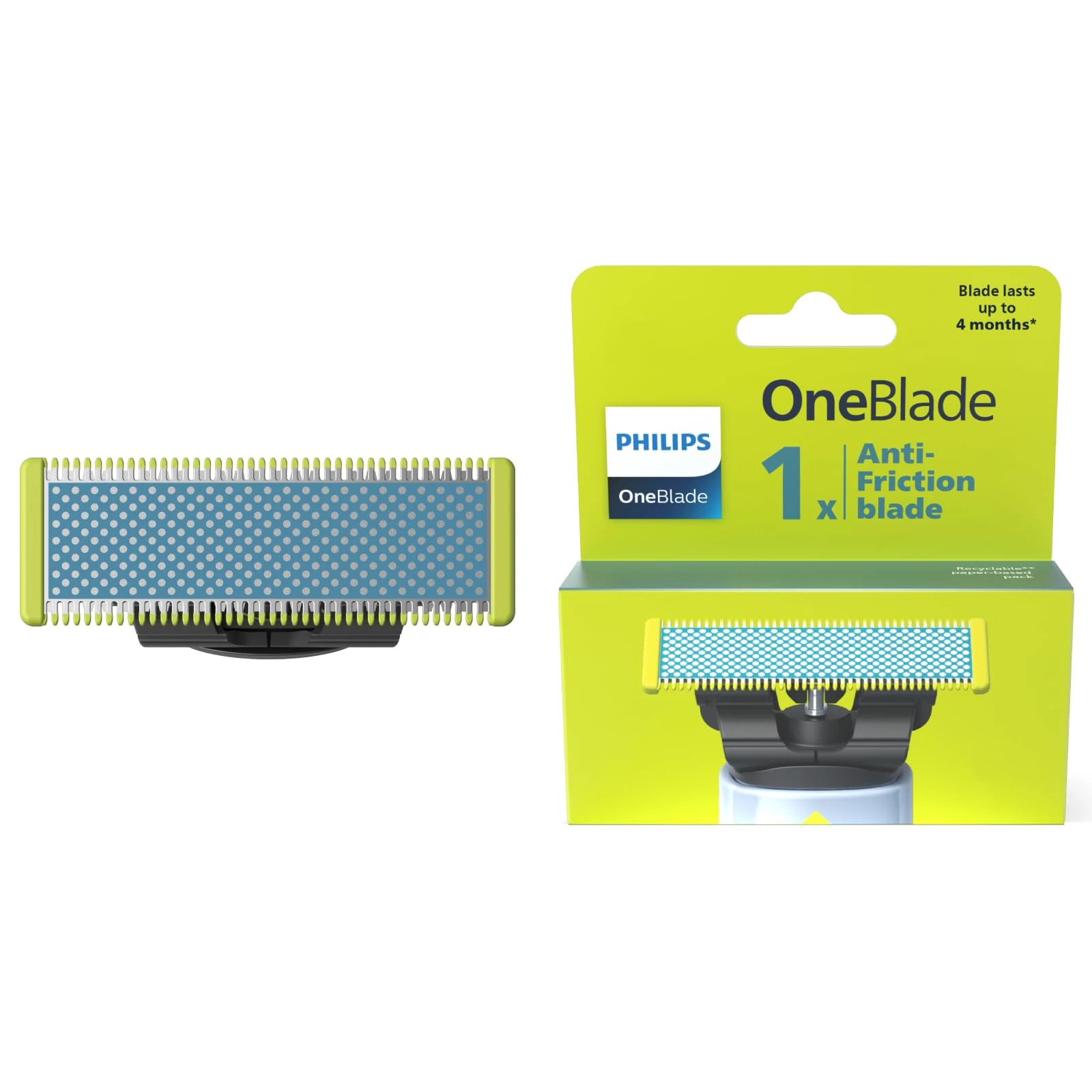 Philips OneBlade First Shave Anti-Friction Blade Head, Compatible with all OneBlade & Pro Electric Shaver & Trimmers, Original from Philips, 1x One Blade, 4-Month Supply (QP215/50)