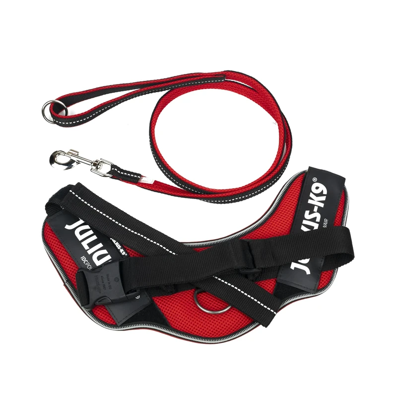 IDC Powair Bundle - IDC Powair Harness, Size: L/1, Red + IDC Powair Leash, Size: 1,2 m with Handle and Large Carabiner, Red