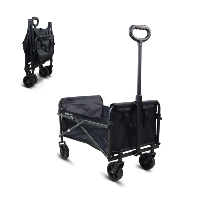 Mobiclinic®, Foldable Transport Trolley, for Beach, Garden, Shopping, Outdoor, Picnic, Duna Basic, Adjustable Handle, All Terrain Wheels 360°, Holds 80kg, 27x18x19 In, Waterproof, Steel, PVC