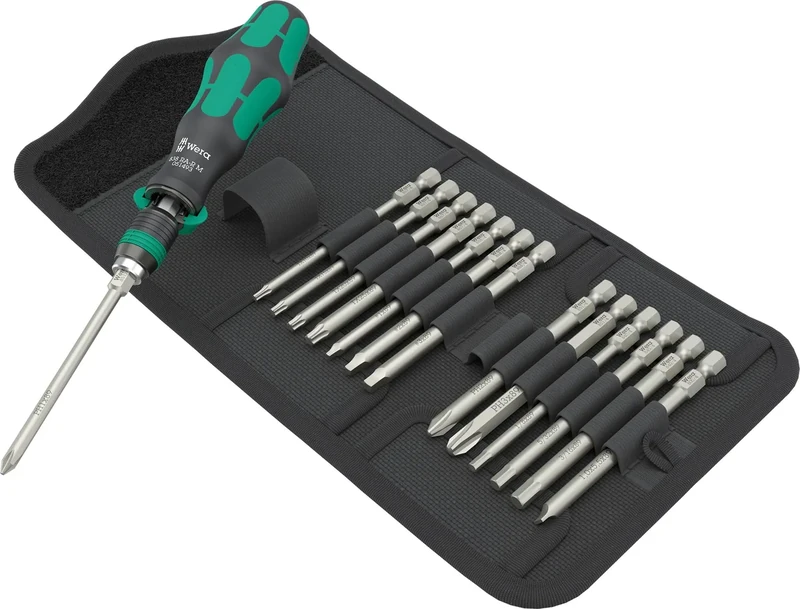 Wera Ratchet Screwdriver Interchangeable Blade Set, Kraftform Kompakt 838 RA-R M Imperial, 16-Piece