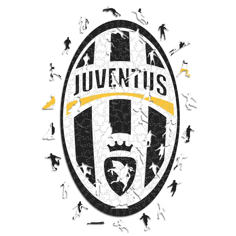Iconic Puzzles, Juventus, Retro Logo, 100% eco-sustainable wooden puzzle with official license,Size L, 500 Pcs