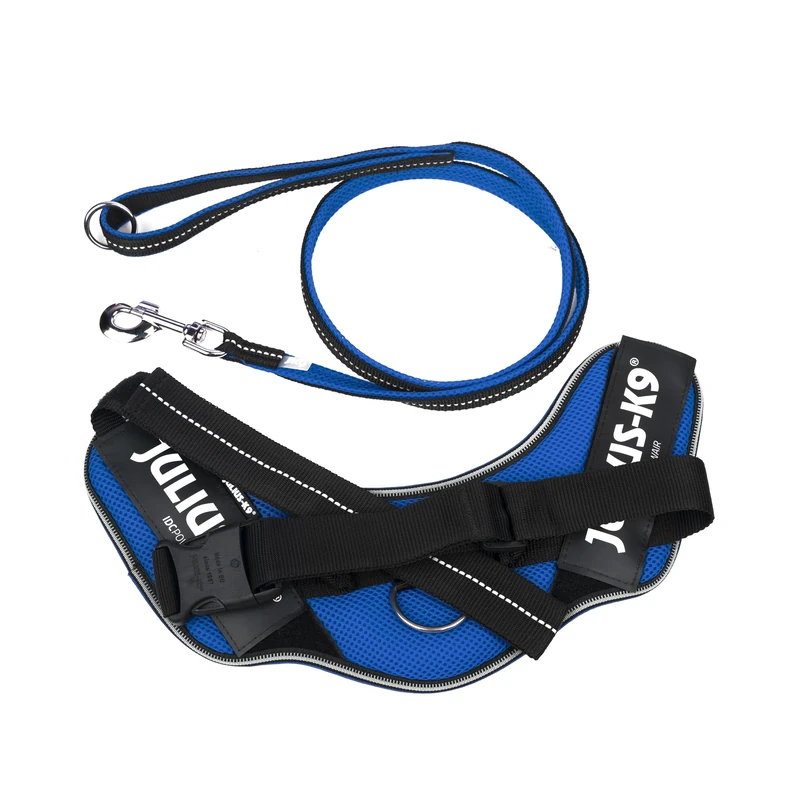 IDC Powair Bundle - IDC Powair Harness, Size: L/1, Blue + IDC Powair Leash, Size: 1,2 m with Handle and Large Carabiner, Blue